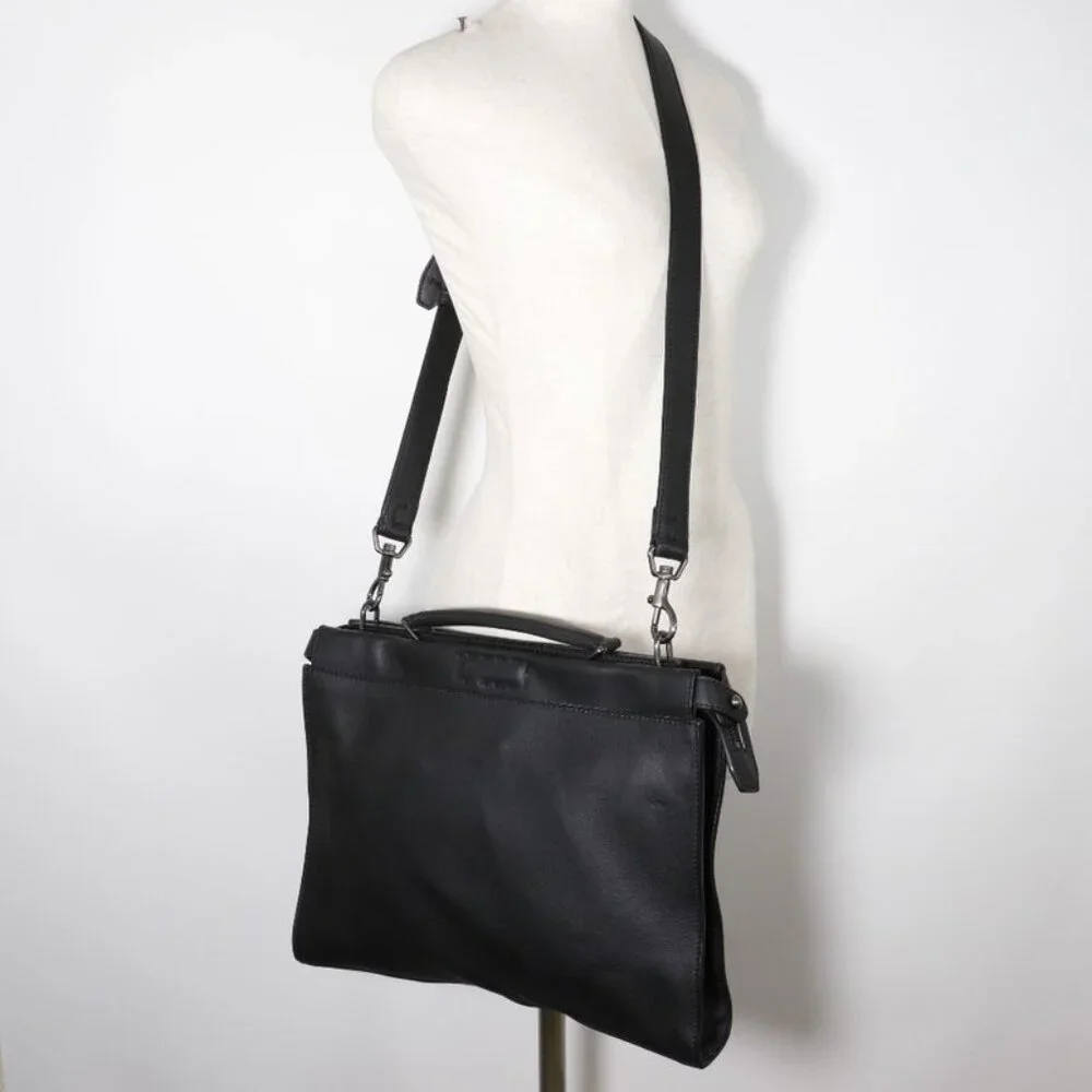 Fendi Peekaboo Celia 2-Way Shoulder Calfskin Black Business Bag